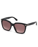 Amarra Square Acetate Sunglasses, Black/Burgundy