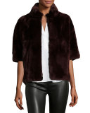 Rabbit Fur Bolero Jacket, Wine