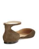 Lucy Suede Half-d'Orsay Flat, Moss