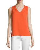 Sky Sleeveless Silk Top, Orange