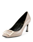 Trompette Leather 70mm Pump, Stone