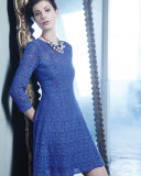 3/4-Sleeve Lace Fit & Flare Dress 