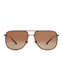 Odin Polarized Squared Aviator Sunglasses, Brown
