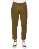 Classic Washed Trousers with Side-Stripe, Military Green