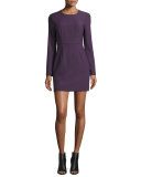 Rudi Long-Sleeve Crepe Open-Back Sheath Dress