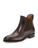 Marrico Tramezza Burnished Calfskin Chelsea Boot, Chocolate