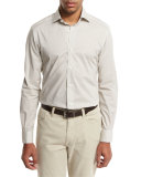Geo-Print Sport Shirt, Medium Beige