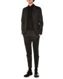 Tonal-Check Two-Button Wool Jacket, Charcoal