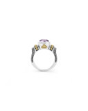 Caviar Color Faceted Ring in White Topaz, Size 7