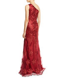 One-Shoulder Lace Mermaid Gown 