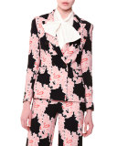Lace-Print Double-Breasted Blazer, Multicolor