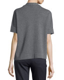 Short-Sleeve Oversized Boxy Cardigan, Gray