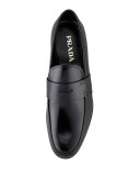 Polished Leather Penny Loafer, Black