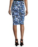 Floral-Print Midi Pencil Skirt 