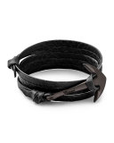 Men's Anchor Leather Bracelet, Asphalt