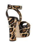 Lavinia Leopard-Print Platform Sandal, Brown/Multi