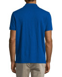 Short-Sleeve Slub Polo Shirt, Vibrant Blue