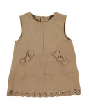 Sleeveless Faux-Suede Shift Dress, Caramel, Size 3-24 Months