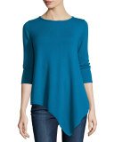 Long-Sleeve Asymmetric Cashmere Top 