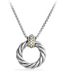 Cable Classics Small Pendant with Diamonds and Gold on Chain