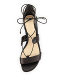 Brenda Eel Lace-Up Flat Sandal, Black
