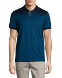 Mercerized Cotton English-Stripe Short-Sleeve Polo Shirt