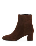 Suede Square-Toe 55mm Ankle Boot, Moor (Moro)
