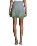 Beaded Jacquard A-Line Skirt, Sky Blue