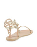 Ikaria Leather Wing Flat Sandal, Gold