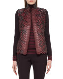 Python-Embellished Leather Jacket, Aubergine