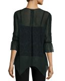 Miriam Paisley-Print Pintucked Silk Blouse
