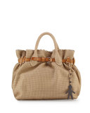 Woven Storm Satchel Bag, Beige
