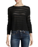 Arleen Striped Pullover Sweater, Black