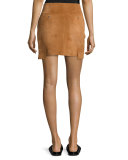 Suede Mini Cargo Skirt, Beige