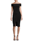 Matte Ponte Pencil Skirt, Black