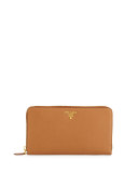 Saffiano Metal Oro Travel Wallet, Caramel (Caramel)