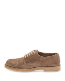Cap-Toe Suede Lace-Up Shoe, Mushroom