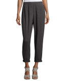 Hemp Twist Tapered Ankle Pants, Bark 
