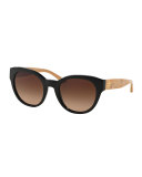 Universal-Fit Cat-Eye Sunglasses, Black/White
