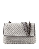 Olimpia Medium Intrecciato Quilted Velvet Shoulder Bag, Gray