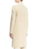 V-Neck Mid-Length Jacket, Butter