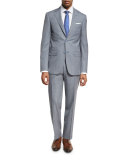 Windowpane Check Wool Two-Piece Suit, Gray