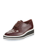 Patent Leather Lace-Up Creeper, Garnet (Granato)