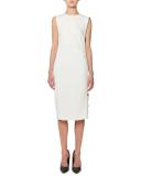 Sleeveless Zip-Trim Sheath Dress