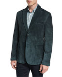 Suede Two-Button Blazer, Pine