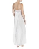 Windsong Lace-Trim Long Chiffon Gown, Ivory