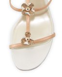 Floral-Embellished Karung Sandal, Nude