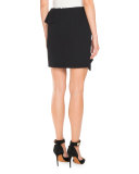 Double-Ruffle Wool Mini Skirt, Black
