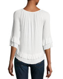 Gioannia Boho Bell Sleeve Top, White