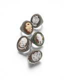 Diamond-Trim Hand-Carved Snake Cameo Ring